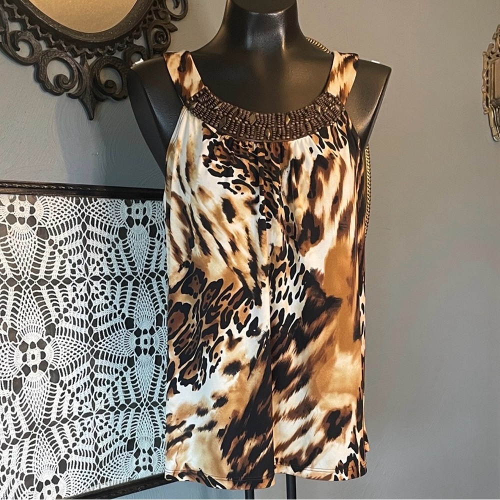 I.N. Studio Leopard Print Sleeveless Top
